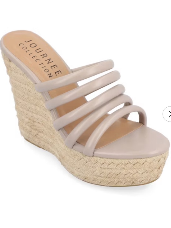 Journee Collection Shoes - Journee Collection Light Taupe Multi-Strap Espadrille Wedge